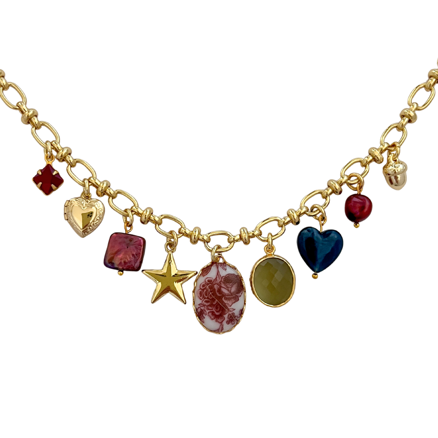 Cranberry Pearl Charm Necklace