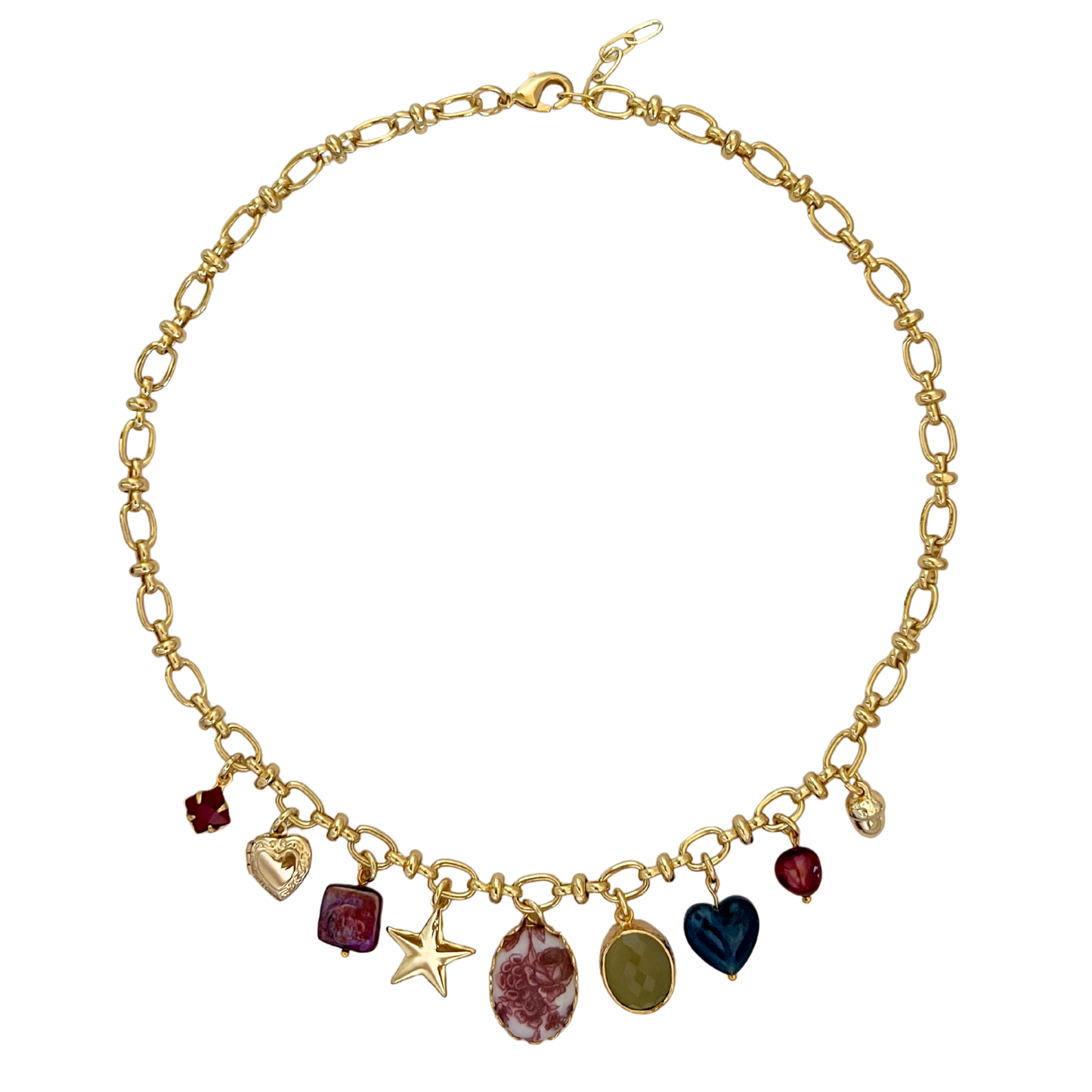 Cranberry Pearl Charm Necklace