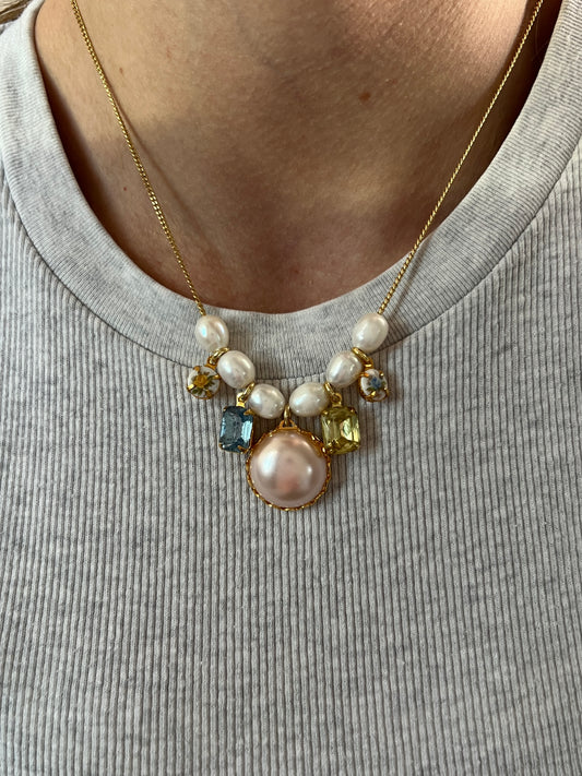 Floris Vintage Pearl Charm Necklace