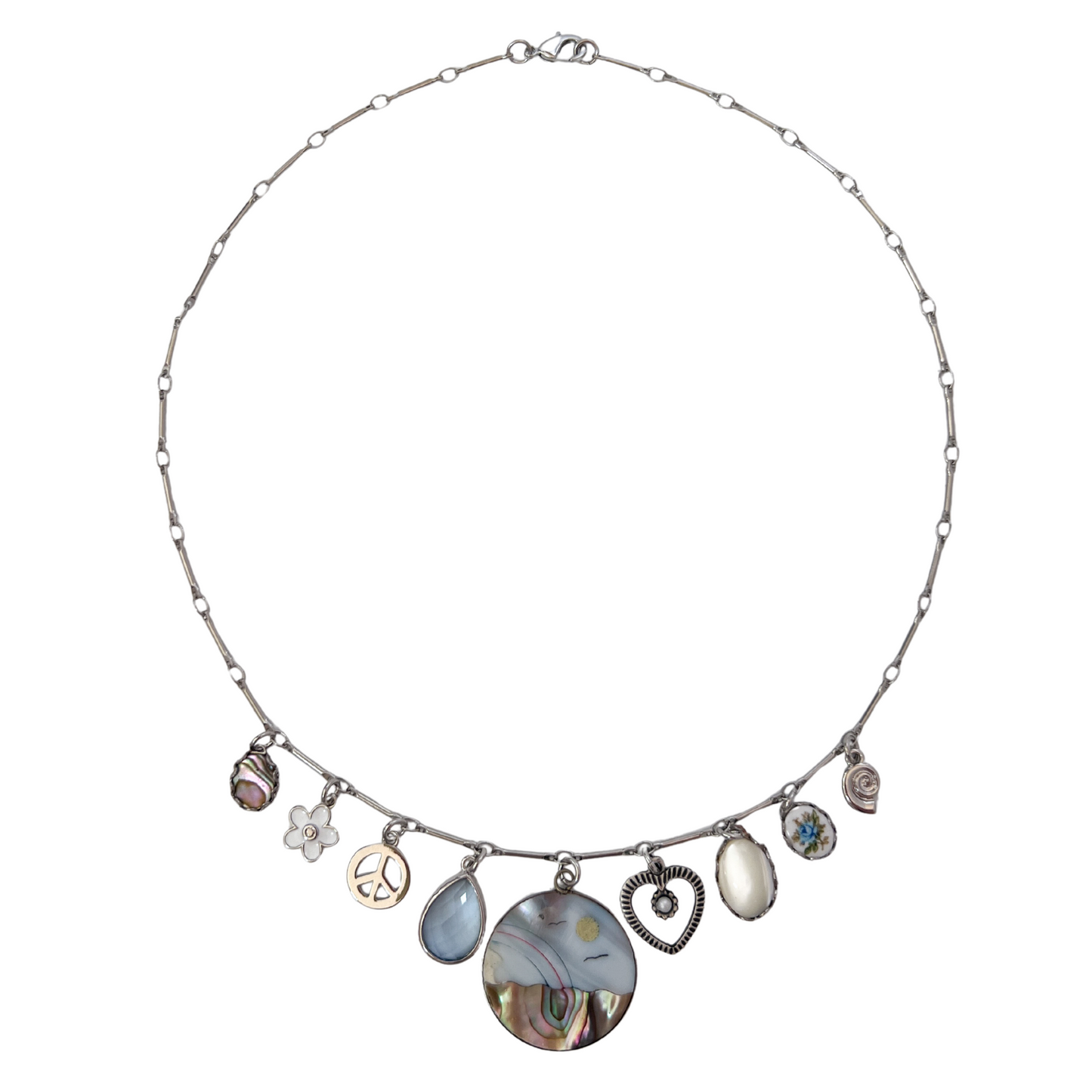 Oceania Silver Charm Necklace