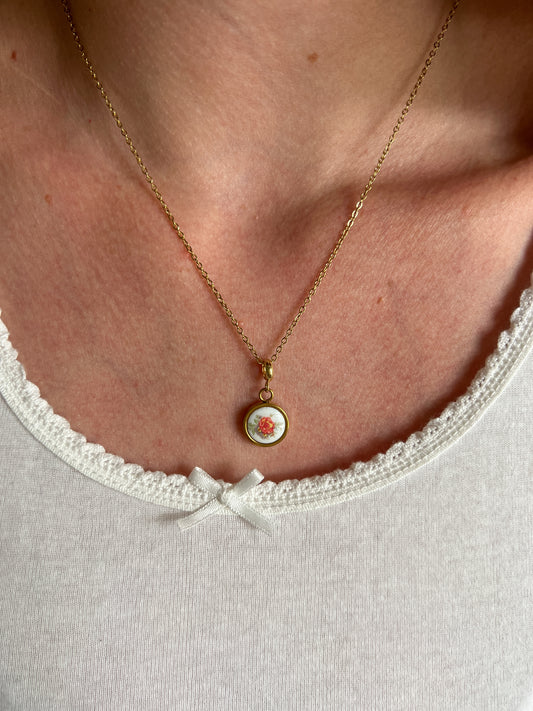 Peach Rose Necklace