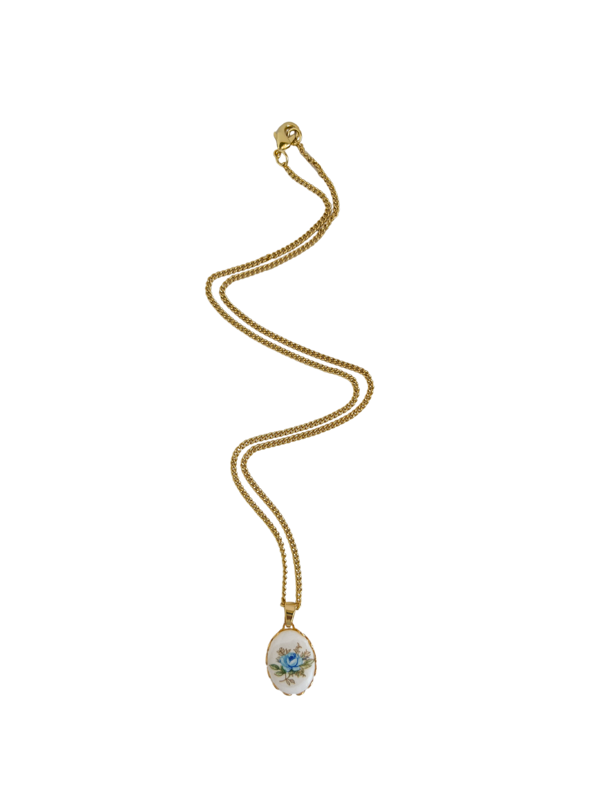 Blue Rose Pendant Necklace