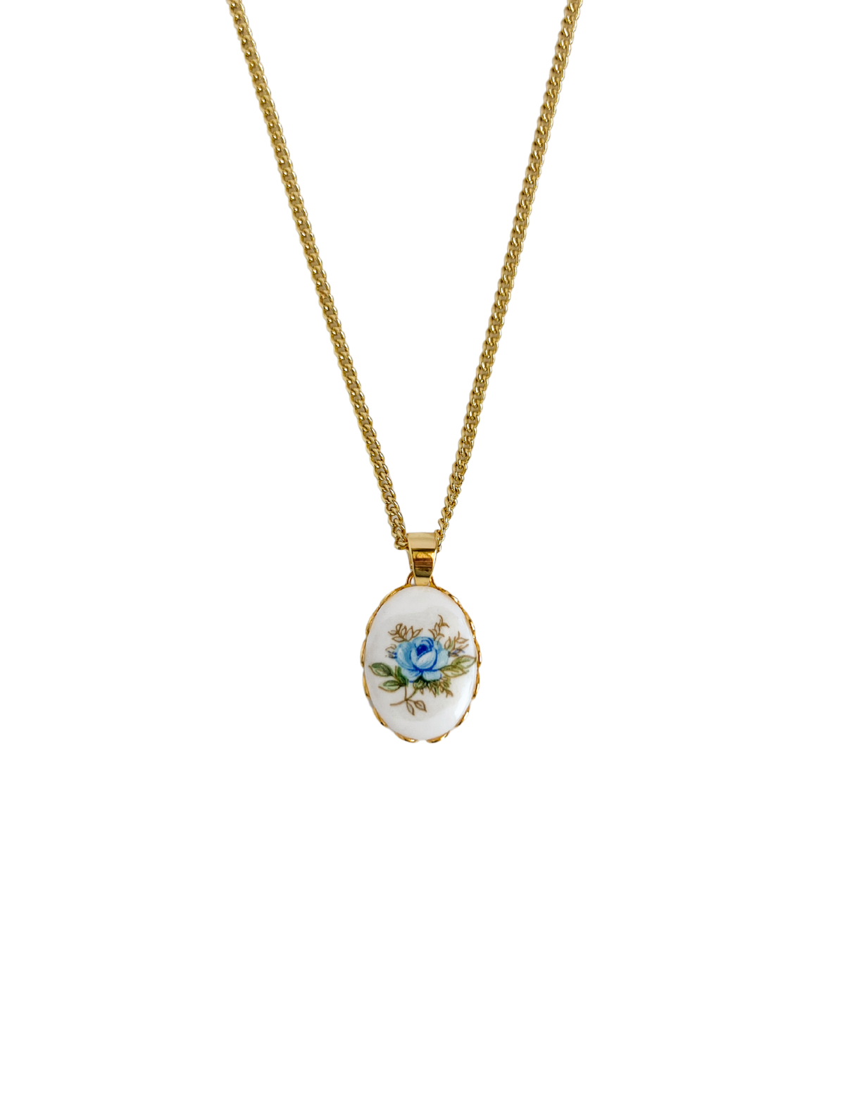 Blue Rose Pendant Necklace