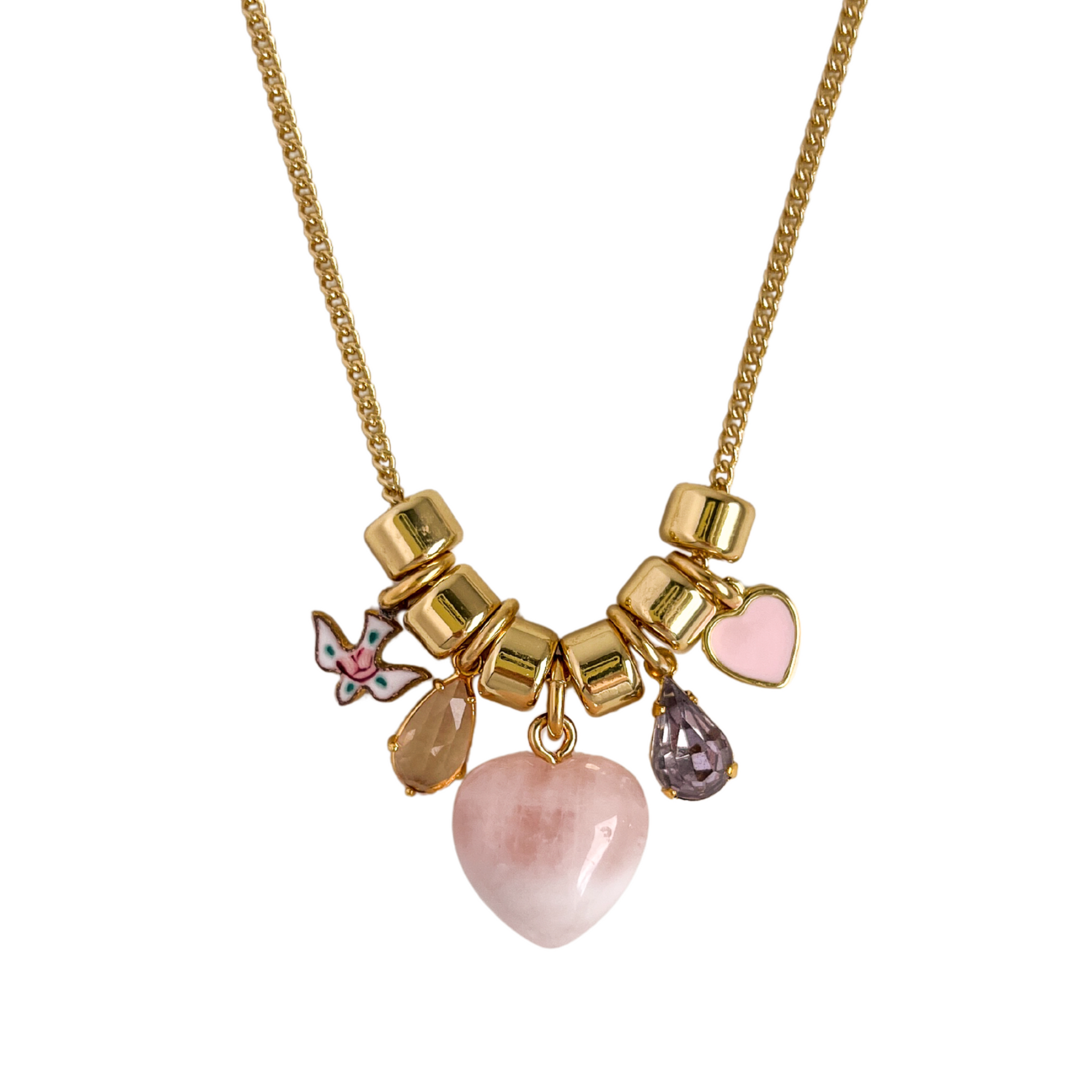 Vintage Enamel Rose Pendant Necklace - Elegant Flair