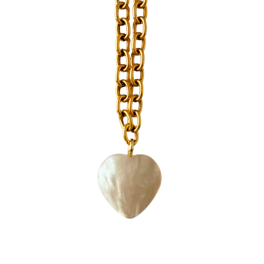 Chunky Pearl Heart Necklace