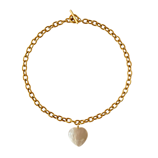 Chunky Pearl Heart Necklace