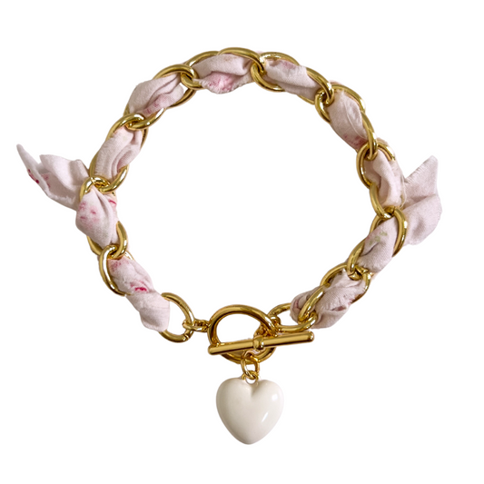 Pink Fabric Bracelet