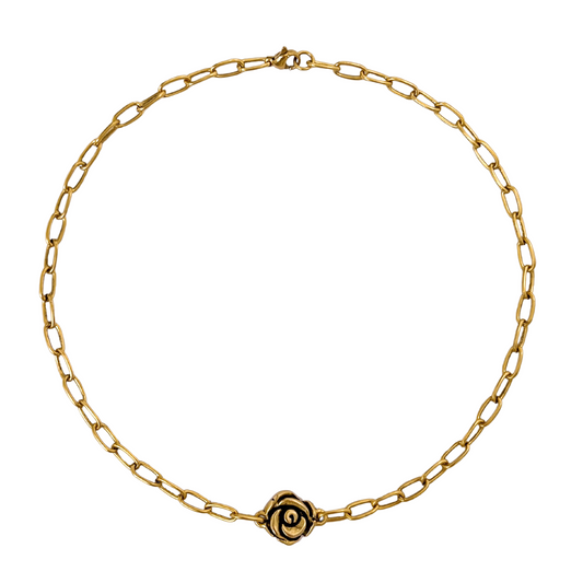 Antiqued Rose Necklace