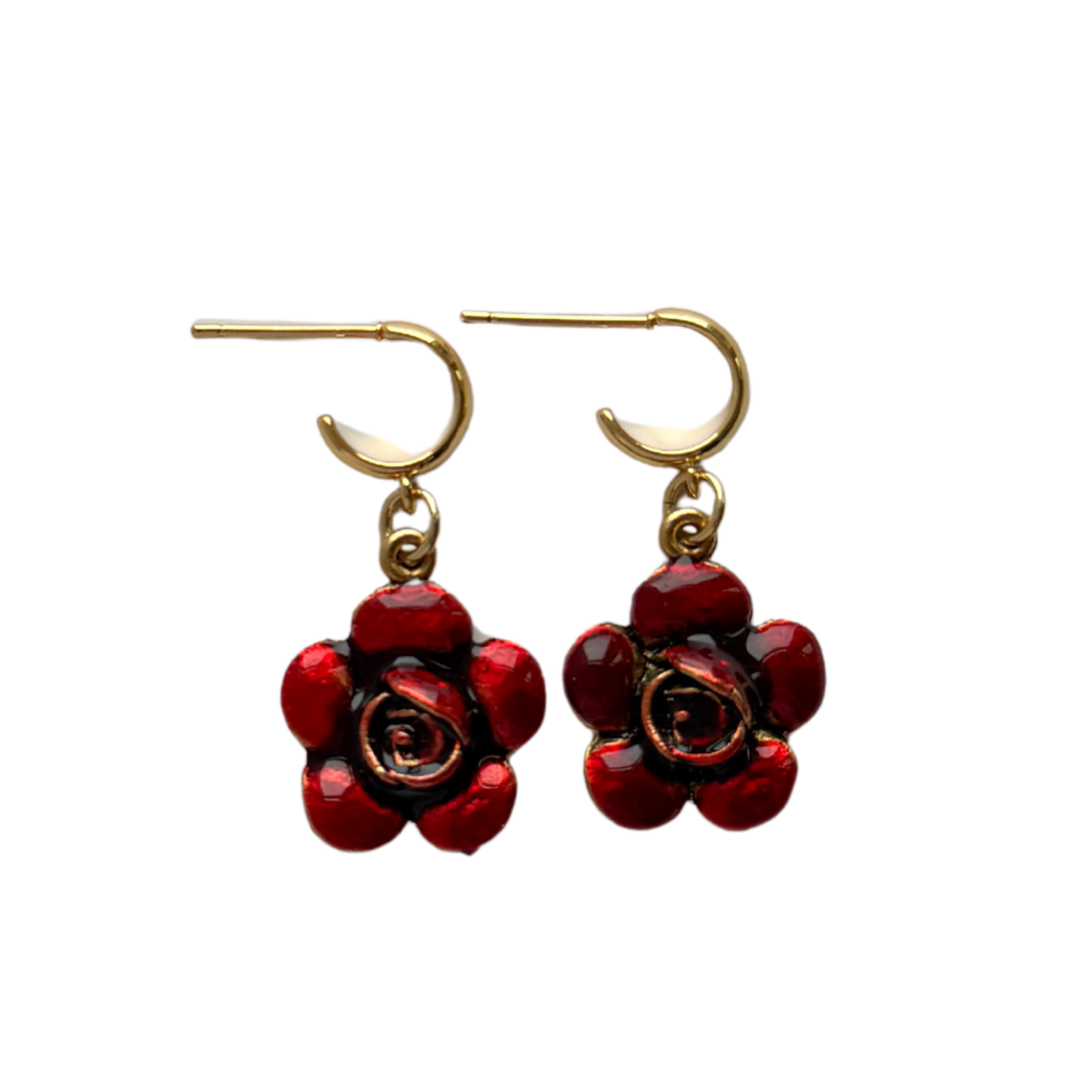 Red Rose Earrings