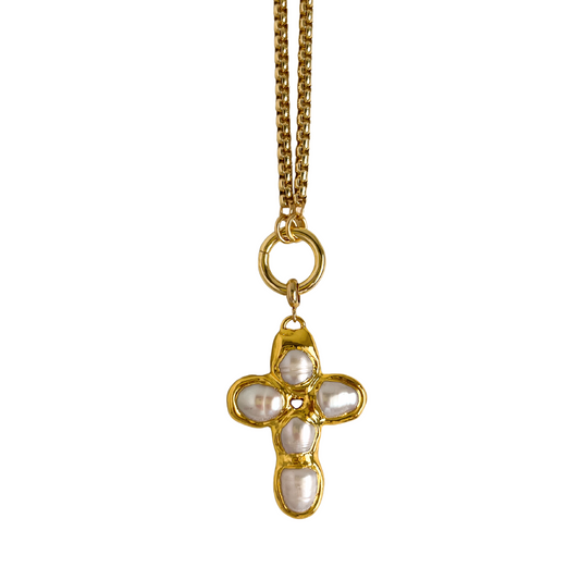 Pearly Cross Necklace