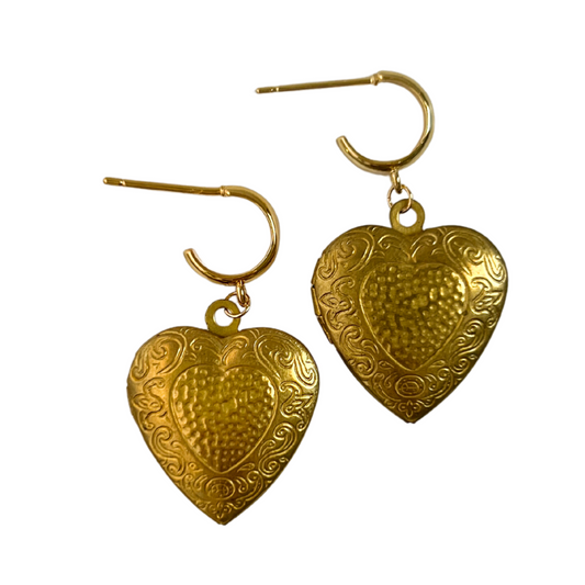 Vintage Heart Locket Earrings