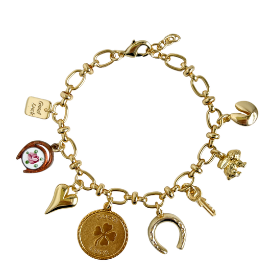 Gold Good Luck Charm Bracelet