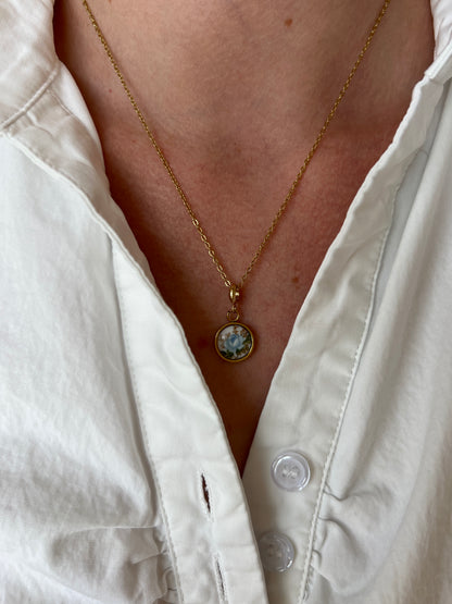 Blue Rose Necklace