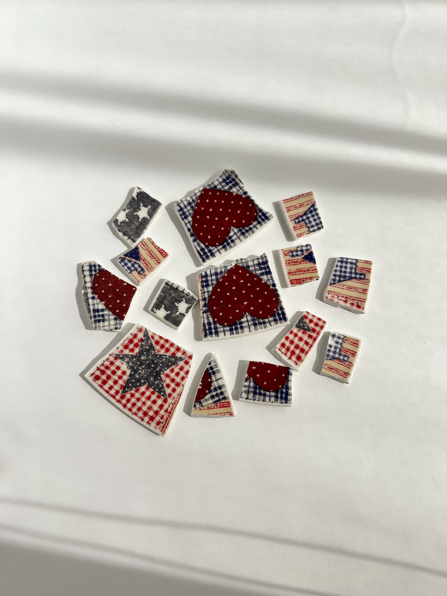 Stars & Stripes Broken China Charm Necklace