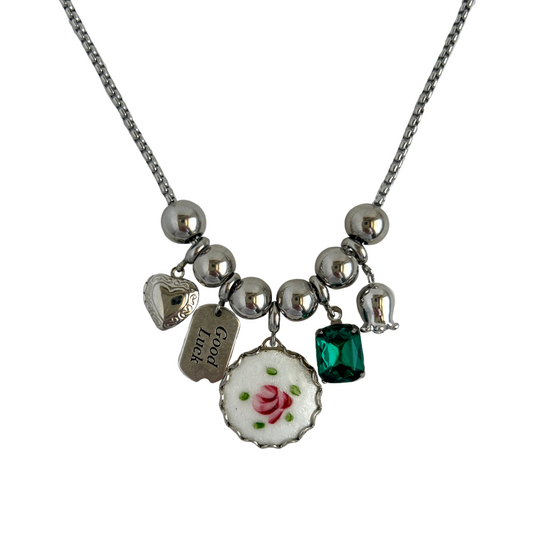 Luis Vintage Silver Charm Necklace