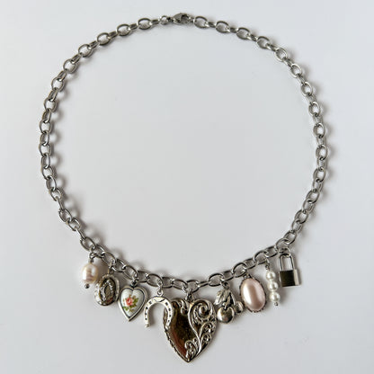 Quinn Vintage Silver Charm Necklace