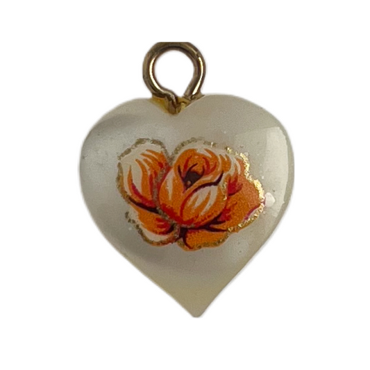 Orange Mother of Pearl Heart (V)