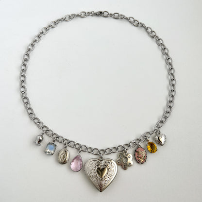 Mabel Vintage Silver Charm Necklace