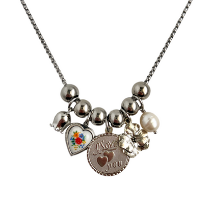 Blossom Vintage Silver Charm Necklace