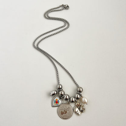 Blossom Vintage Silver Charm Necklace