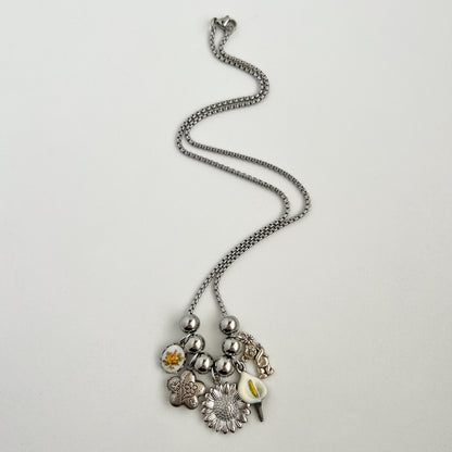 Honey Vintage Silver Charm Necklace