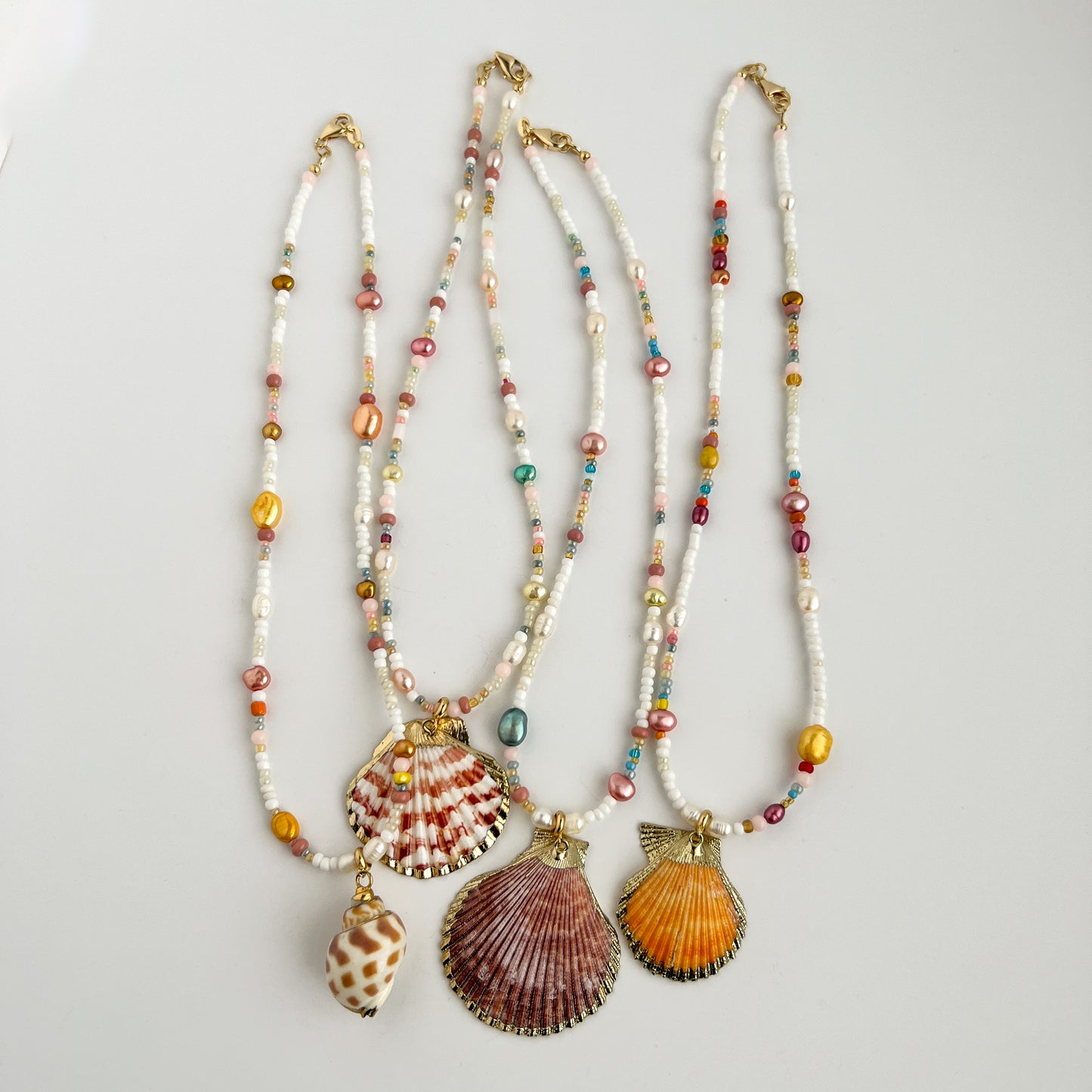 Beaded Seashell Pendant Necklace