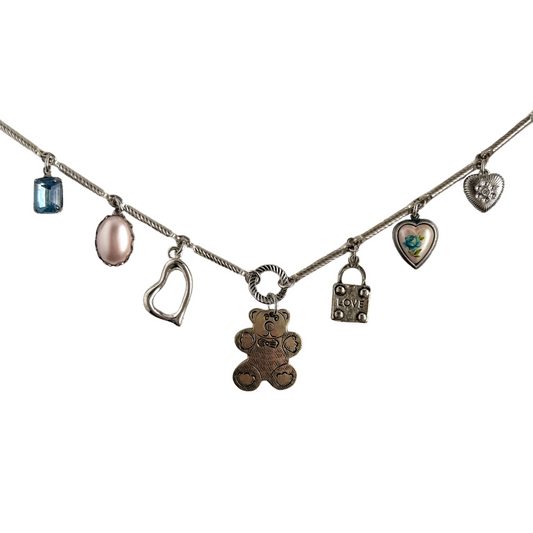 Vintage Teddy 2 Charm Necklace