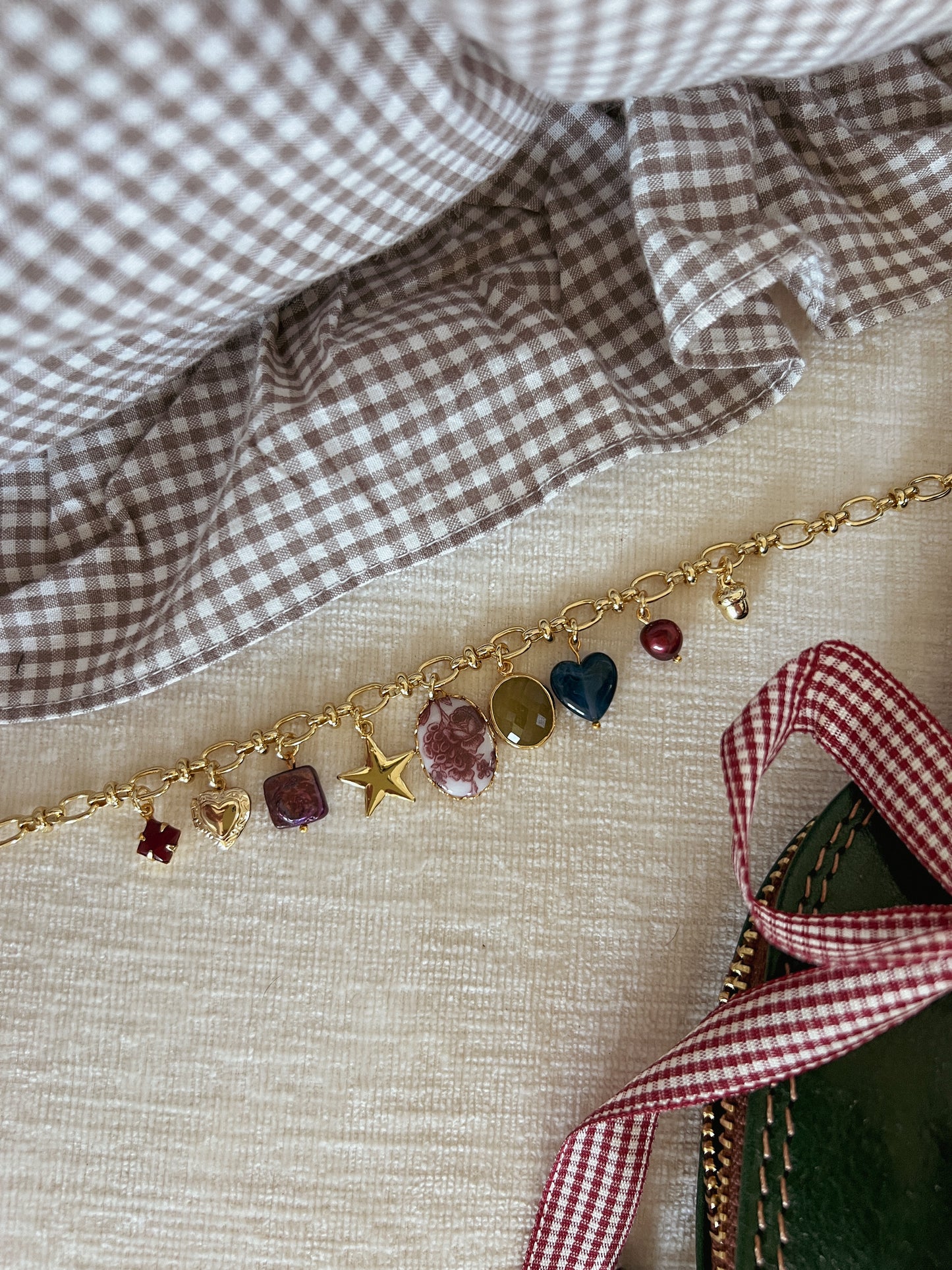 Cranberry Pearl Charm Necklace