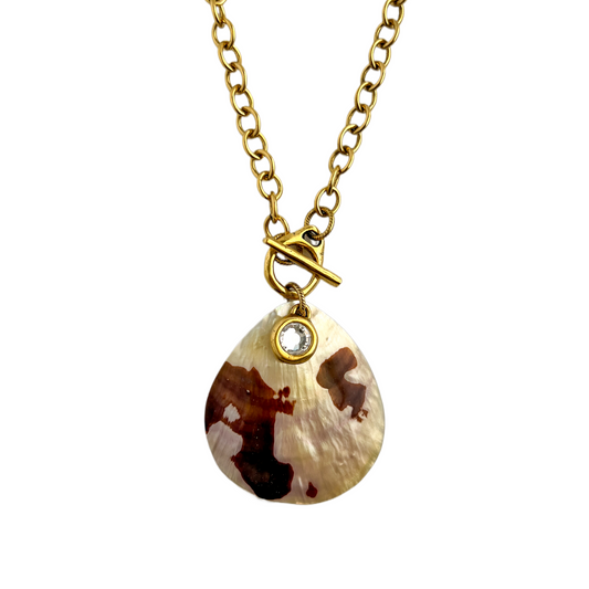 Brown Mother of Pearl Shell Pendant Necklace
