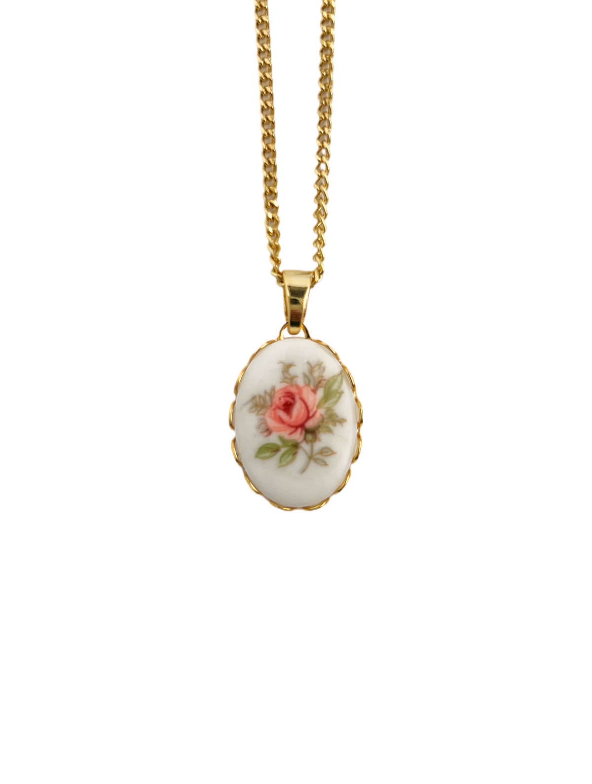 Pink Rose Pendant Necklace