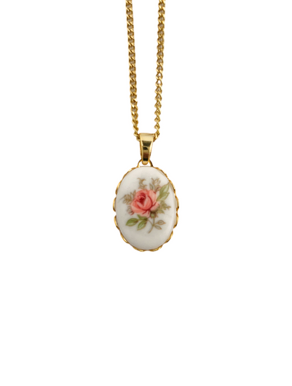 Pink Rose Pendant Necklace